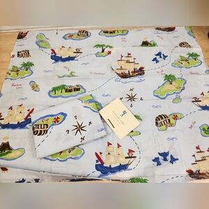 Pottery Barn Kids Pirate Map Pillow Sham Set Of 2 Standard 20X26 NOS Flawed